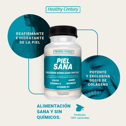 Piel Sana | Colágeno Marino Peptan 3.800mg + Magnesio + Calcio + Vitaminas C y D3 | 180 Comprimidos