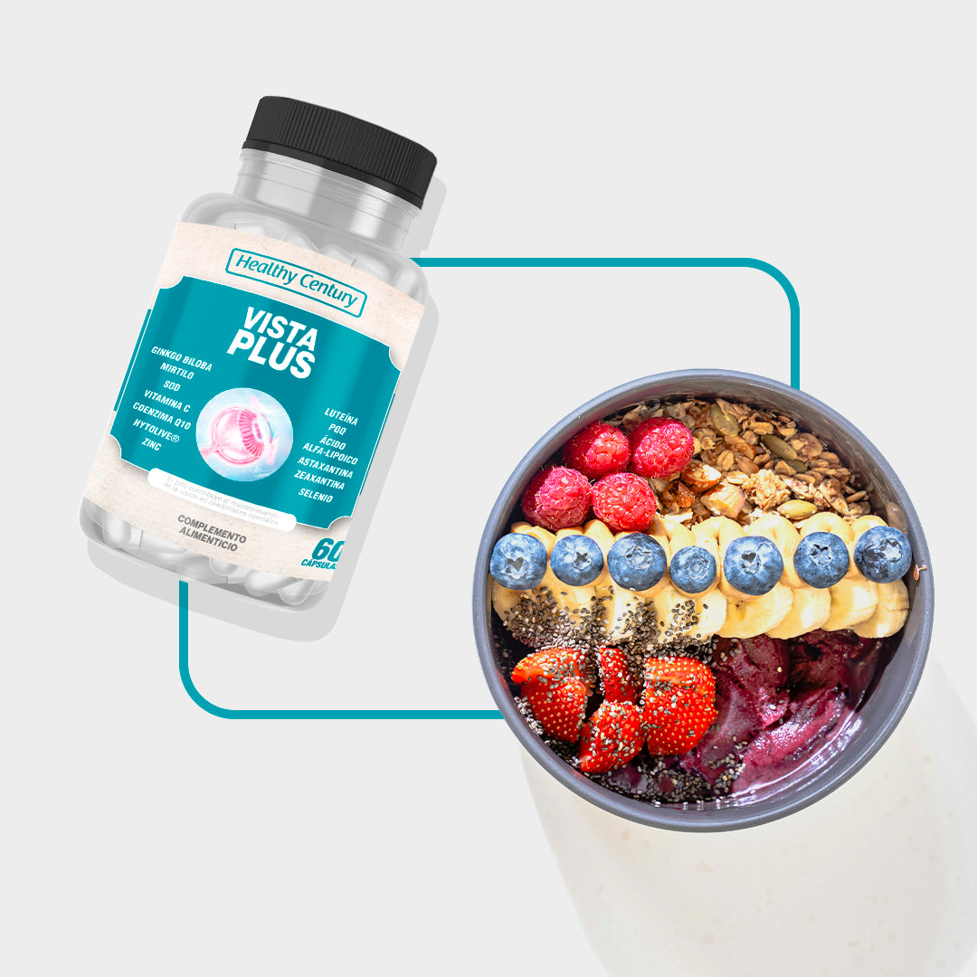 Vista Plus | Luteína + Zeaxantina + Mirtilo + Vitamina C + Zinc | Protección Ocular | 60 Cápsulas (2 meses)