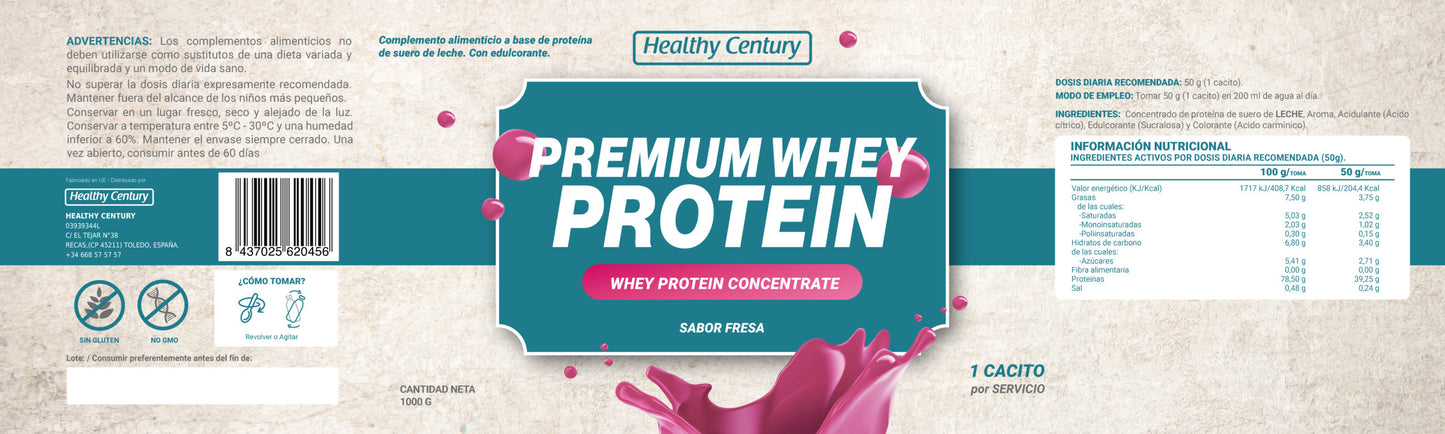 Ultra Whey Protein Fresa | Proteína de Suero + Colágeno + Magnesio + Glutamina | 1 Kg (20 servicios)