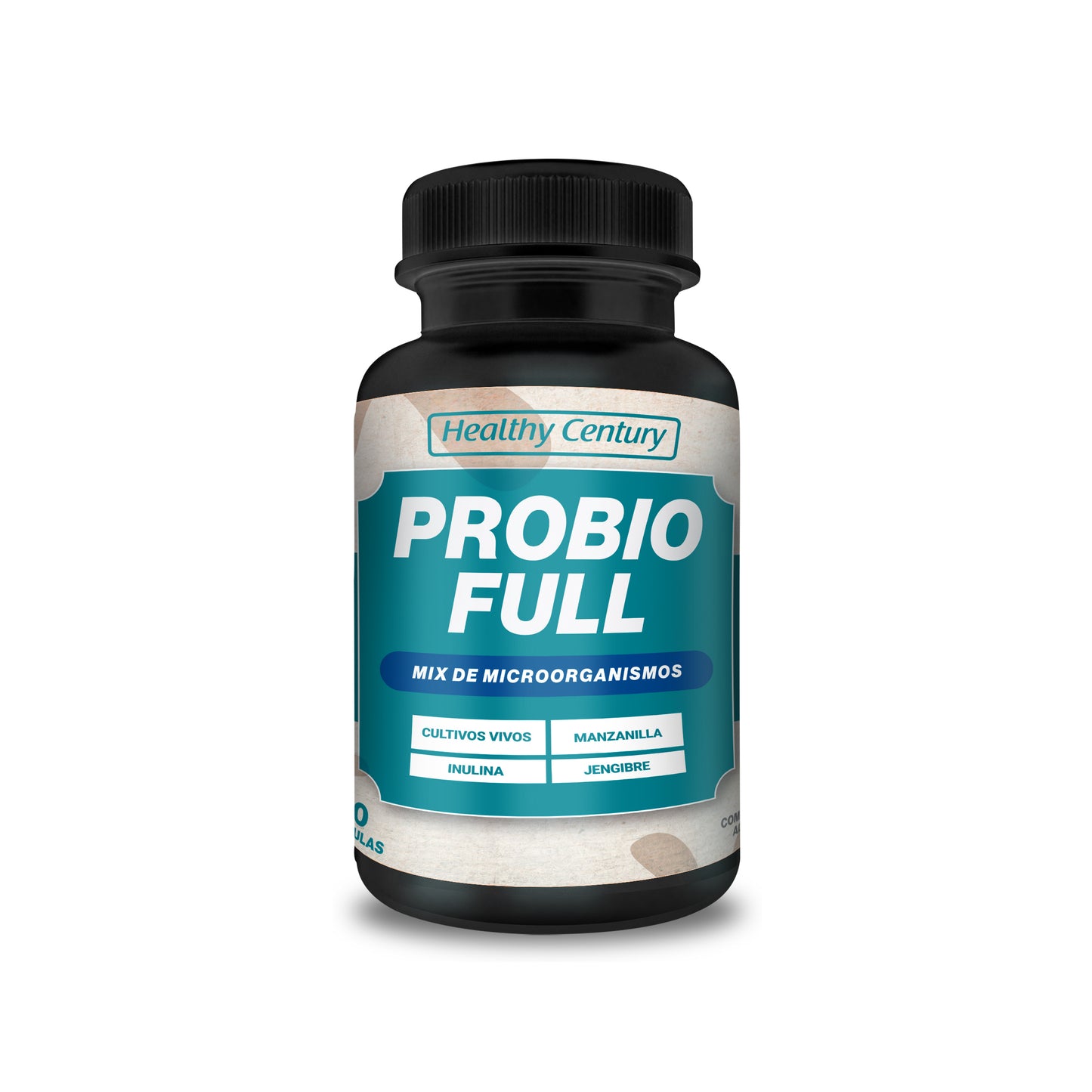 Probiofull | 20 Cepas Probióticas 60 Mil Millones UFC + Inulina + Manzanilla + Jengibre | 90 Cápsulas