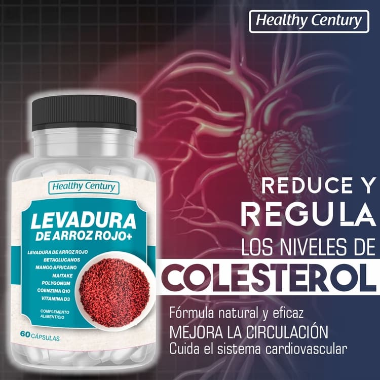 Levadura de Arroz Rojo+ | Monacolina K 10mg + Coenzima Q10 + Betaglucanos + Vitamina D3 | 60 Cápsulas (2 meses)