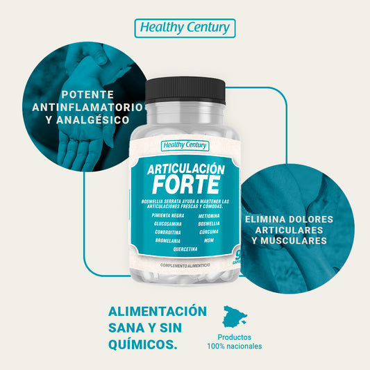 Articulación Forte | Glucosamina 1500mg + Condroitina + Boswelia + Cúrcuma | 90 Cápsulas