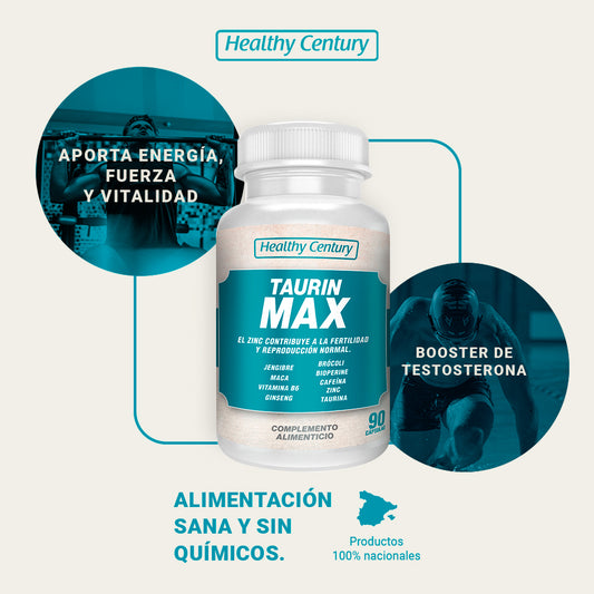 Taurin Max | Maca + Taurina + Ginseng + Zinc + Vitamina B6 | 90 Cápsulas (45 días)