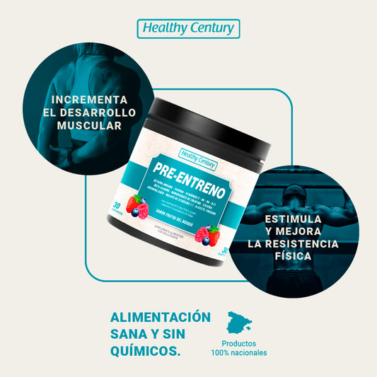 Pre-Entreno | Beta-Alanina + Creatina + AAKG + Cafeína + Taurina | Sabor Frutos del Bosque | 300g (30 dosis)