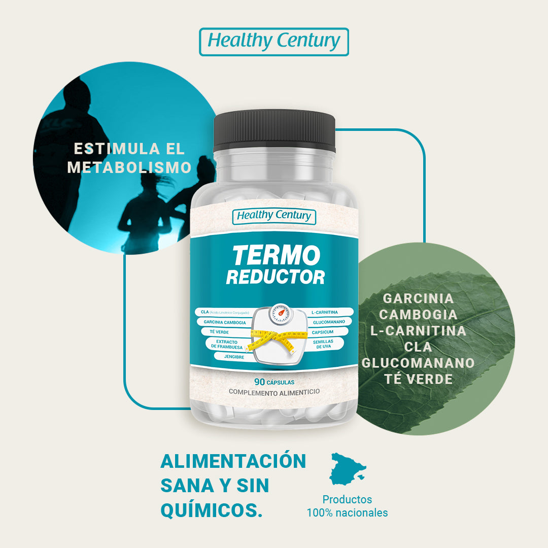 Termo Reductor | CLA + L-Carnitina + Garcinia Cambogia + Glucomanano + Té Verde | 90 Cápsulas