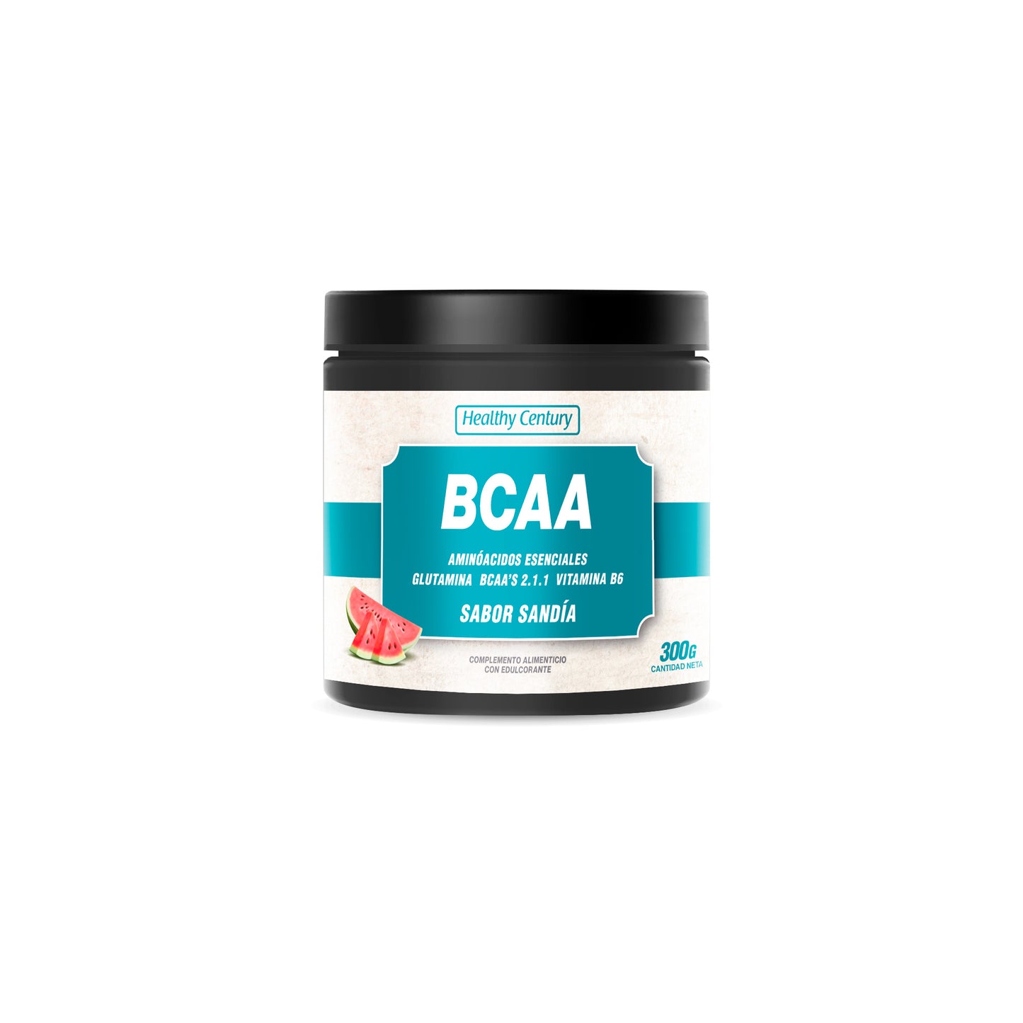 BCAA + Glutamina + Vitamina B6 | Aminoácidos Ramificados 2:1:1 | Sabor Sandía | 300g (30 dosis)