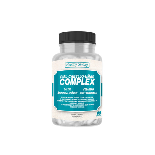 Piel-Cabello-Uñas Complex | Biotina 1000μg + Colágeno + Ácido Hialurónico | 90 Cápsulas (3 meses)