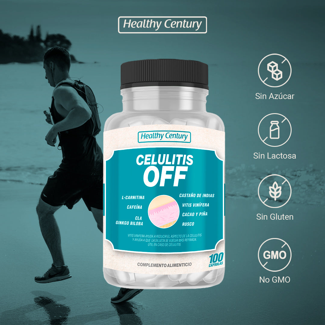 Celulitis Off | L-Carnitina + CLA + Cafeína + Ginkgo Biloba | Anticelulítico Reductor | 100 Cápsulas