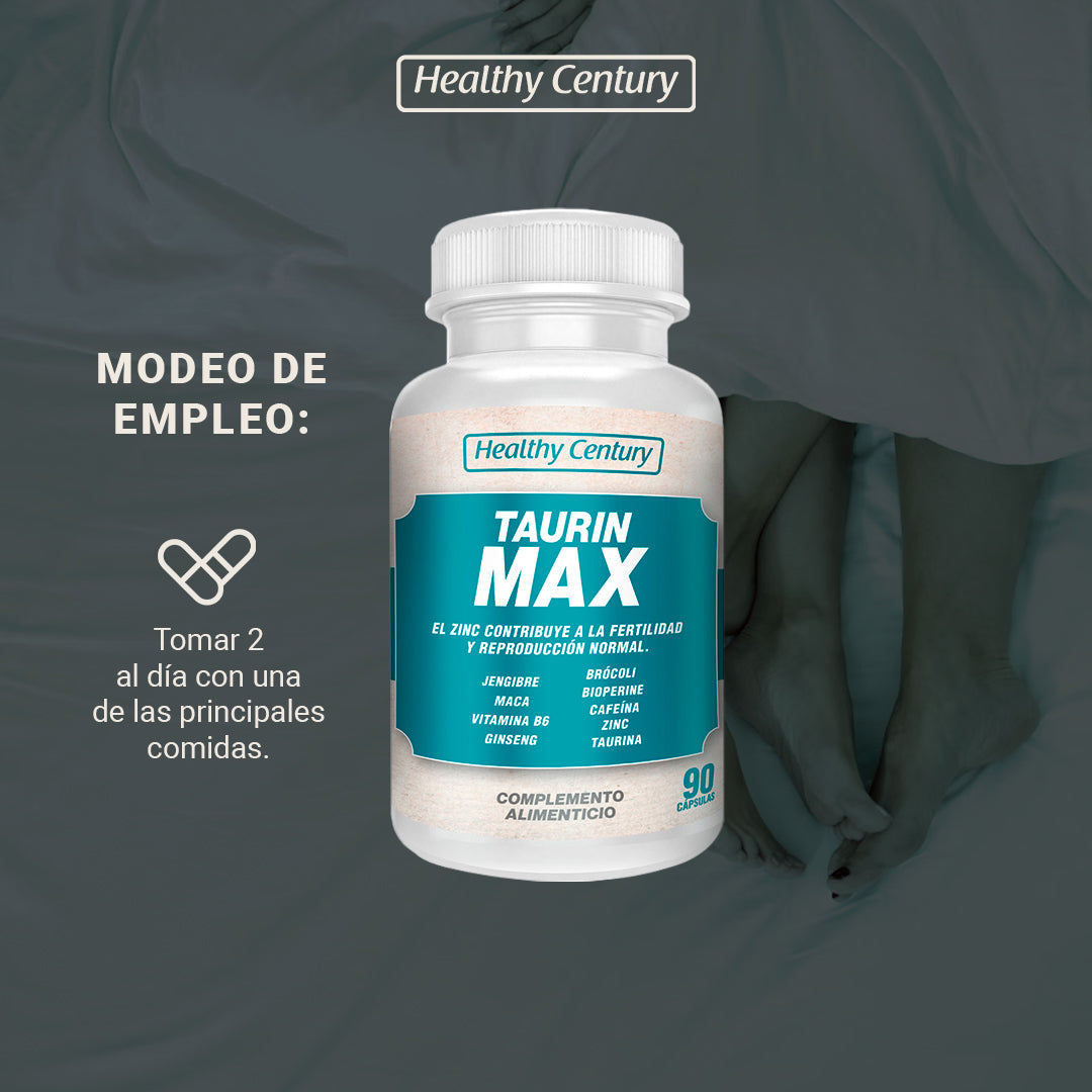 Taurin Max | Maca + Taurina + Ginseng + Zinc + Vitamina B6 | 90 Cápsulas (45 días)