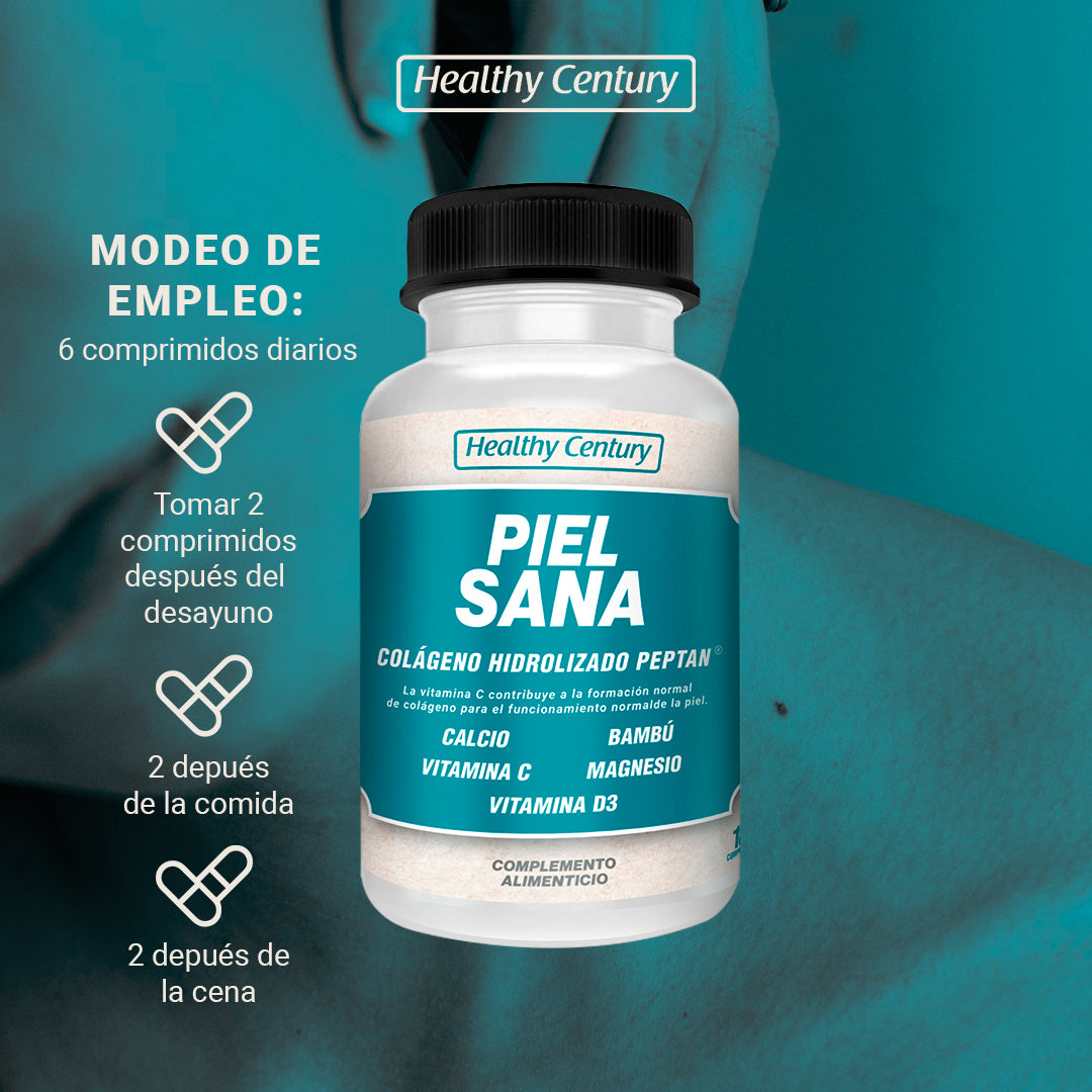 Piel Sana | Colágeno Marino Peptan 3.800mg + Magnesio + Calcio + Vitaminas C y D3 | 180 Comprimidos
