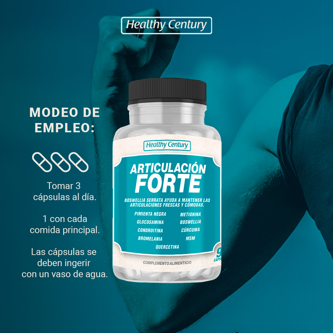 Articulación Forte | Glucosamina 1500mg + Condroitina + Boswelia + Cúrcuma | 90 Cápsulas