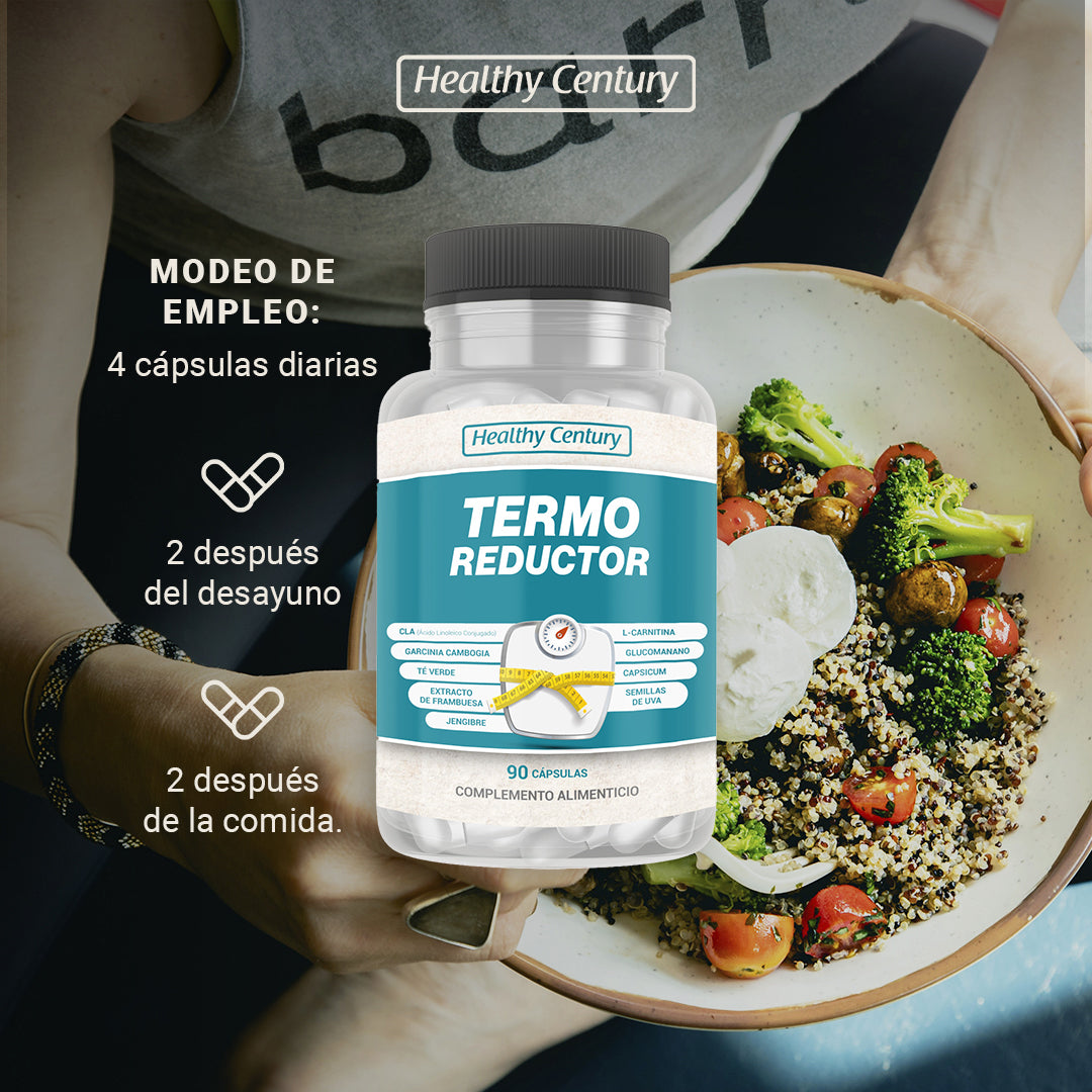 Termo Reductor | CLA + L-Carnitina + Garcinia Cambogia + Glucomanano + Té Verde | 90 Cápsulas