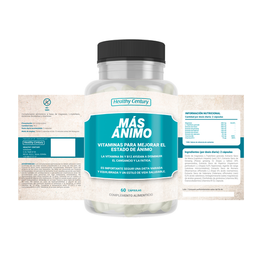 Más Ánimo | Vitaminas para el Estado de Ánimo y la Fatiga | 60 Cápsulas