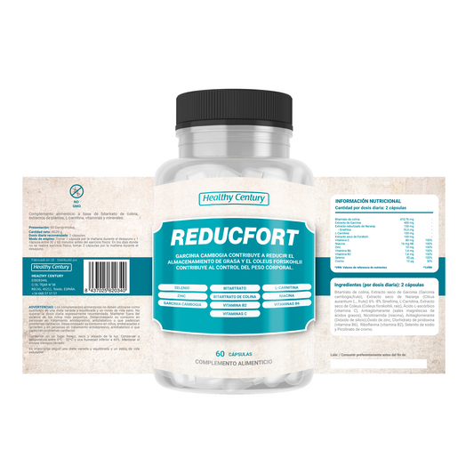 Reducfort | Quemagrasa Natural con Garcinia Cambogia y L-Carnitina | 60 Cápsulas